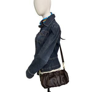 Dolce & Gabbana D&G Brown Ruched Leather Mini Shoulder Bag Crossbody